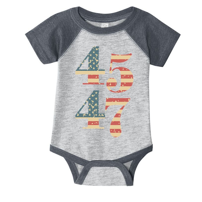 45 47 Trump 2024 Vintage Flag Design Infant Baby Jersey Bodysuit
