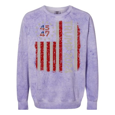 45 47 Trump 2024 American Flag Colorblast Crewneck Sweatshirt