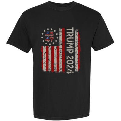 45 47 Trump 2024 American Flag Garment-Dyed Heavyweight T-Shirt