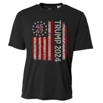 45 47 Trump 2024 American Flag Cooling Performance Crew T-Shirt