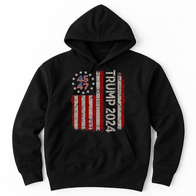 45 47 Trump 2024 American Flag Hoodie