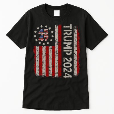 45 47 Trump 2024 American Flag Tall T-Shirt