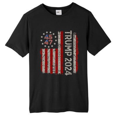 45 47 Trump 2024 American Flag Tall Fusion ChromaSoft Performance T-Shirt