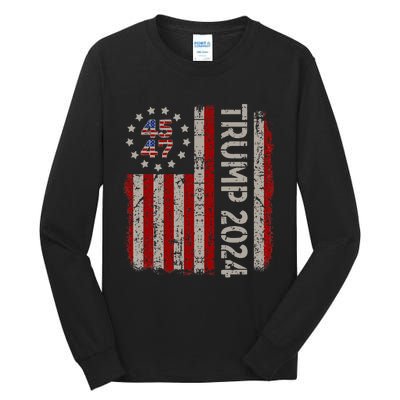 45 47 Trump 2024 American Flag Tall Long Sleeve T-Shirt