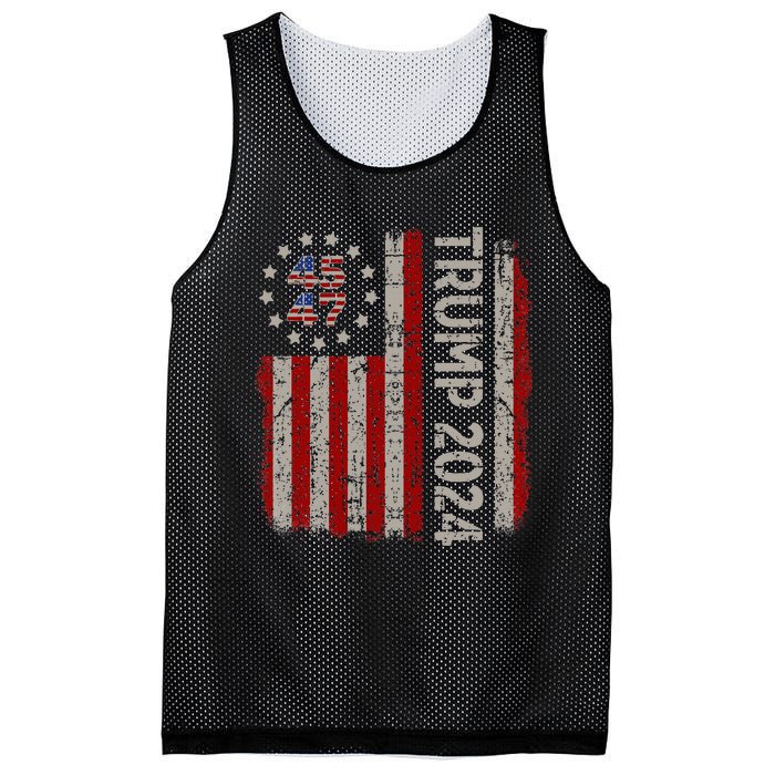 45 47 Trump 2024 American Flag Mesh Reversible Basketball Jersey Tank