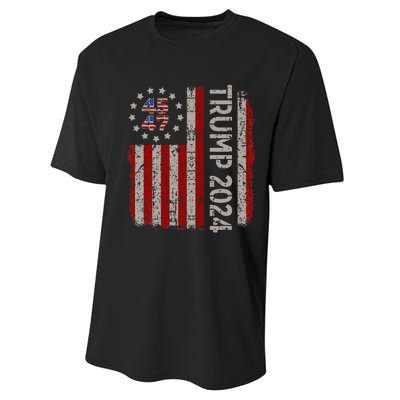 45 47 Trump 2024 American Flag Performance Sprint T-Shirt