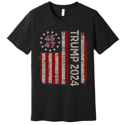 45 47 Trump 2024 American Flag Premium T-Shirt