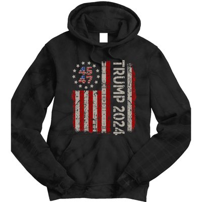 45 47 Trump 2024 American Flag Tie Dye Hoodie