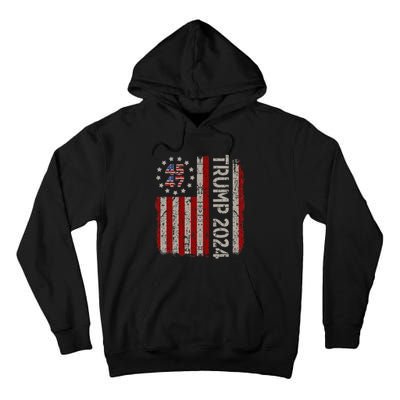 45 47 Trump 2024 American Flag Tall Hoodie