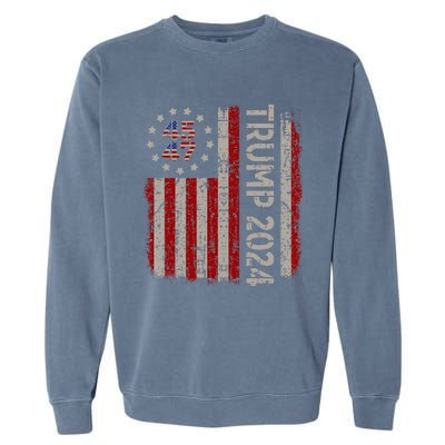 45 47 Trump 2024 American Flag Garment-Dyed Sweatshirt