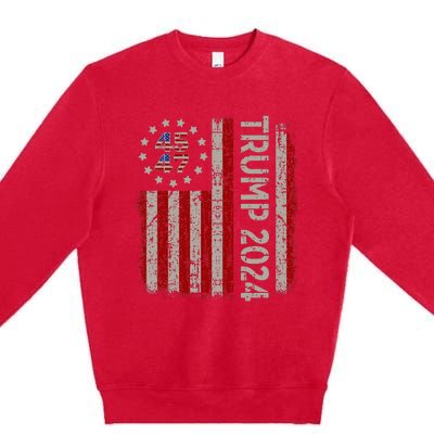 45 47 Trump 2024 American Flag Premium Crewneck Sweatshirt