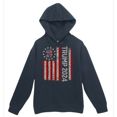 45 47 Trump 2024 American Flag Urban Pullover Hoodie