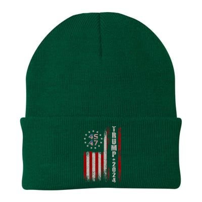 45 47 Trump 2024 American Flag Knit Cap Winter Beanie