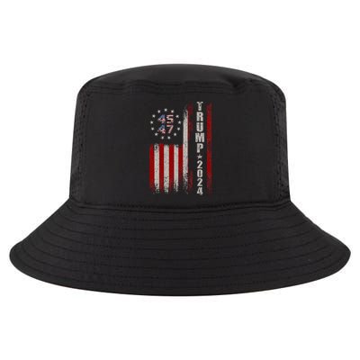 45 47 Trump 2024 American Flag Cool Comfort Performance Bucket Hat