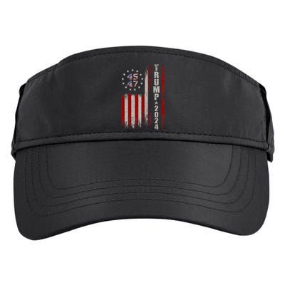 45 47 Trump 2024 American Flag Adult Drive Performance Visor