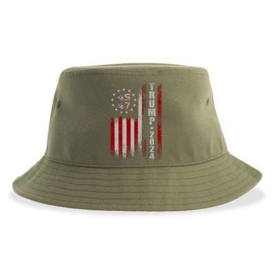 45 47 Trump 2024 American Flag Sustainable Bucket Hat