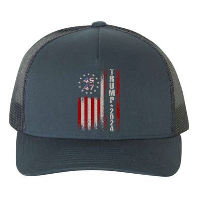 45 47 Trump 2024 American Flag Yupoong Adult 5-Panel Trucker Hat