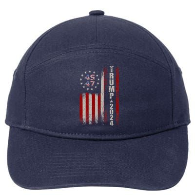 45 47 Trump 2024 American Flag 7-Panel Snapback Hat