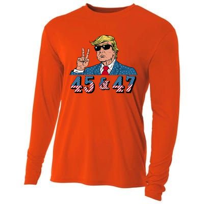 45 47 Trump Vote Elect Won Cooling Performance Long Sleeve Crew