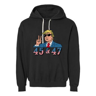 45 47 Trump Vote Elect Won Garment-Dyed Fleece Hoodie