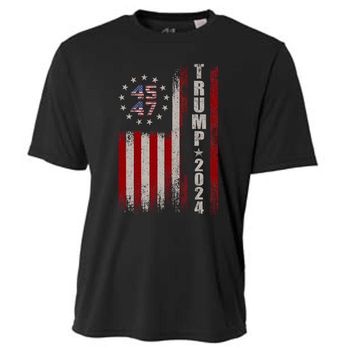 45 47 Trump 2024 American Flag Cooling Performance Crew T-Shirt