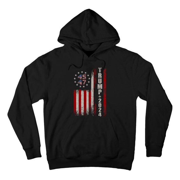 45 47 Trump 2024 American Flag Hoodie