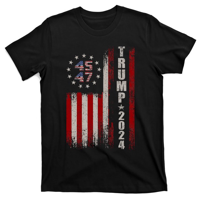 45 47 Trump 2024 American Flag T-Shirt