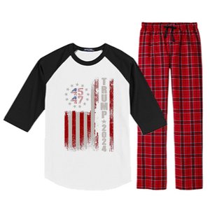 45 47 Trump 2024 American Flag Raglan Sleeve Pajama Set