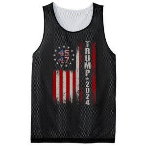 45 47 Trump 2024 American Flag Mesh Reversible Basketball Jersey Tank