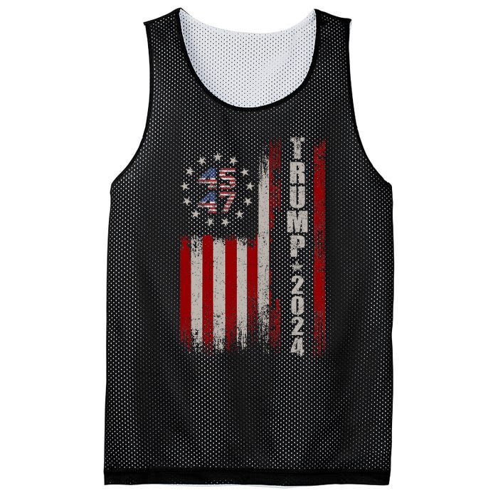 45 47 Trump 2024 American Flag Mesh Reversible Basketball Jersey Tank