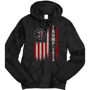 45 47 Trump 2024 American Flag Tie Dye Hoodie