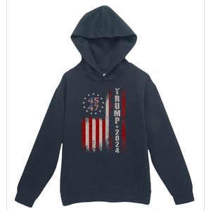 45 47 Trump 2024 American Flag Urban Pullover Hoodie