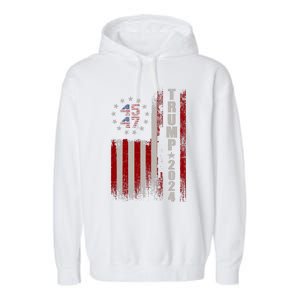 45 47 Trump 2024 American Flag Garment-Dyed Fleece Hoodie