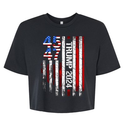 45 47 Trump 2024 American Flag Bella+Canvas Jersey Crop Tee