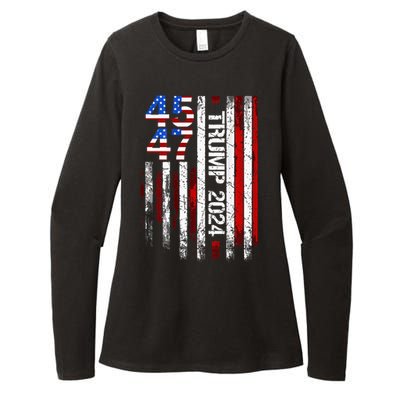 45 47 Trump 2024 American Flag Womens CVC Long Sleeve Shirt