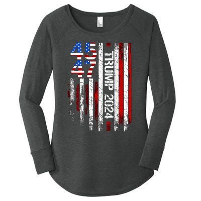 45 47 Trump 2024 American Flag Women's Perfect Tri Tunic Long Sleeve Shirt