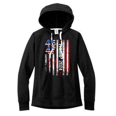 45 47 Trump 2024 American Flag Women's Fleece Hoodie