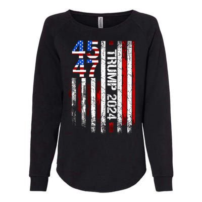 45 47 Trump 2024 American Flag Womens California Wash Sweatshirt