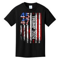 45 47 Trump 2024 American Flag Kids T-Shirt