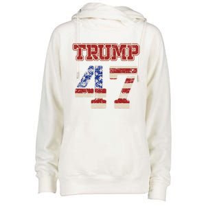 45 47 Trump 2024 American Flag Cute Gift Womens Funnel Neck Pullover Hood