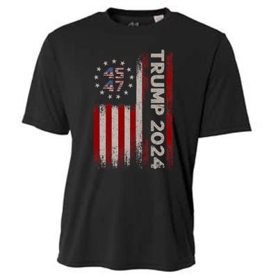 45 47 Trump 2024 American Flag Vintage Pro Trump Cooling Performance Crew T-Shirt