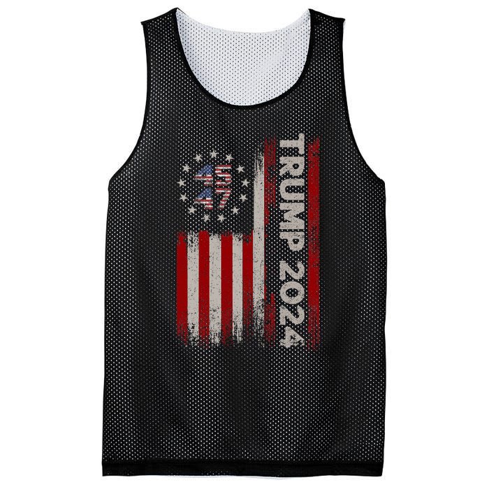 45 47 Trump 2024 American Flag Vintage Pro Trump Mesh Reversible Basketball Jersey Tank