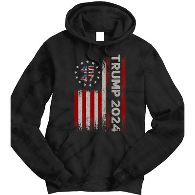 45 47 Trump 2024 American Flag Vintage Pro Trump Tie Dye Hoodie