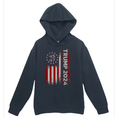 45 47 Trump 2024 American Flag Vintage Pro Trump Urban Pullover Hoodie