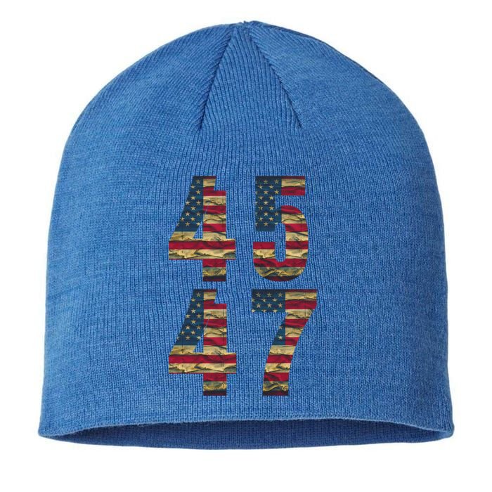 45 47 Trump Vintage American Flag Trump 2024 Cute Gift Sustainable Beanie