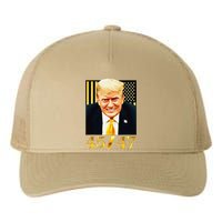 45 47 Trump Vintage Golden American Flag Yupoong Adult 5-Panel Trucker Hat