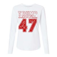 45 47 Trump Vintage American Flag Trump 2024 Womens Cotton Relaxed Long Sleeve T-Shirt