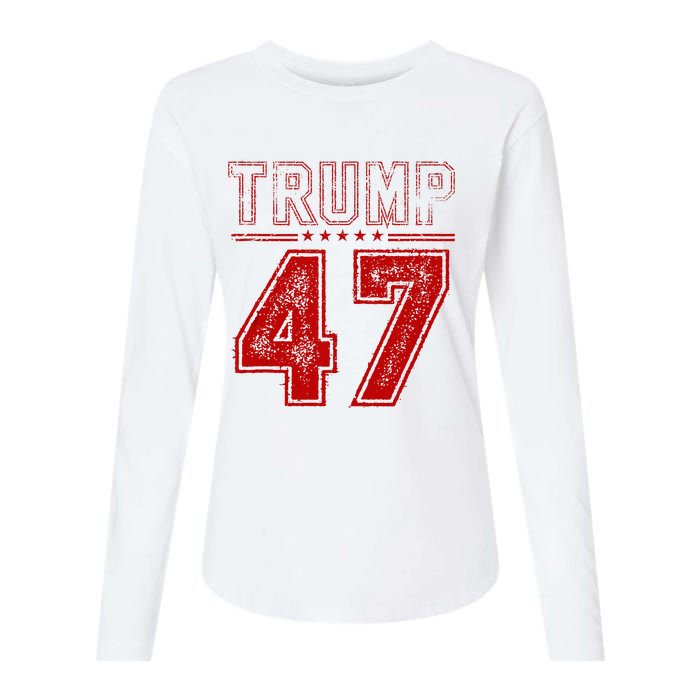 45 47 Trump Vintage American Flag Trump 2024 Womens Cotton Relaxed Long Sleeve T-Shirt