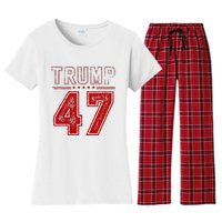 45 47 Trump Vintage American Flag Trump 2024 Women's Flannel Pajama Set