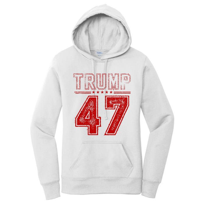 45 47 Trump Vintage American Flag Trump 2024 Women's Pullover Hoodie